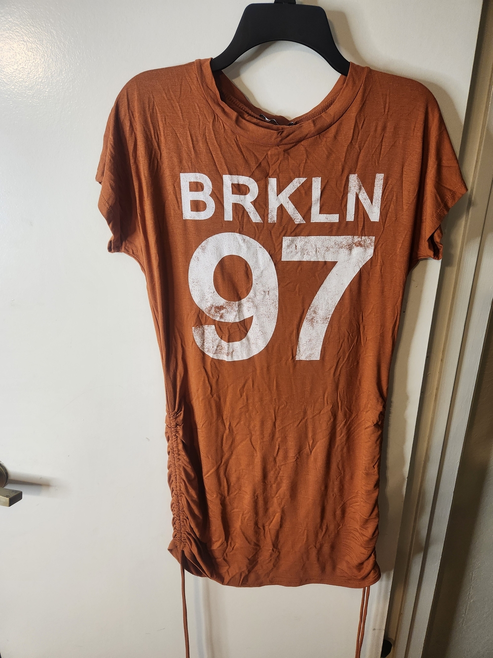 Fashion Nova Rust Orange BRKLN 97 Graphic Tunic Tee